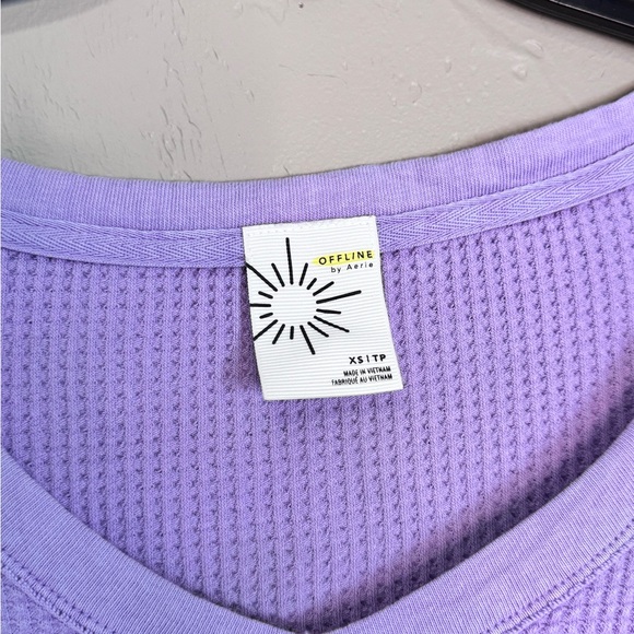 Aerie Lavender V-Neck Waffle Knit Sweater - Picture 5 of 6